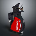 Evinrude Red Black Outboard Motor With Metallic Propeller And Sleek Design