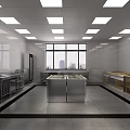 Professional Commercial Kitchen With Stainless Steel Worktables Tiled Walls And Spacious Layout