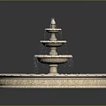 Multi Tiered Circular Stone Fountain With Decorative Carved Base And Ornate Design