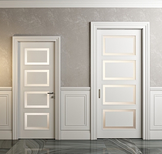 Wooden door swing door single door 3d model