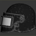 Metallic Weapon Sphere Component With Silver Surface And White Stripe Detail