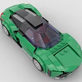 Green Building Blocks Assembled Modern Sports Car Model With Sleek Design