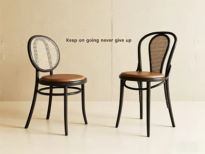 Modern Dining Chairs With Black Frame Wicker Backrest And Brown Seat 3d model