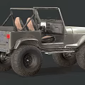 Vintage Military Green Jeep Model With Open Top And Beige Seats