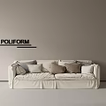 POLIFORM White Sectional Sofa With Multiple Cushions In Minimalist Interior 3d model