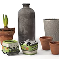 Ceramic Vessels Collection With Large Vase Patterned Planters And Cartoon Designed Pots Including Plant