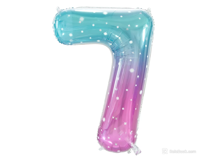 Gradient Blue To Pink Number 7 Balloon With White Dots For Party Decoration 3d model 