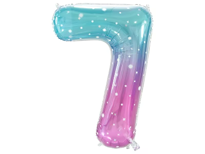 Gradient Blue To Pink Number 7 Balloon With White Dots For Party Decoration 3d model