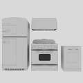 Retro Style Kitchen Appliances In Various Colors Including Refrigerator Stove And Oven