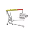 Mobile Mechanical Hoist With Yellow Red Lifting Arm Metal Frame And Movable Wheels