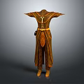 Ancient Traditional Costume With Brown Robe Gold Belt And Decorative Details