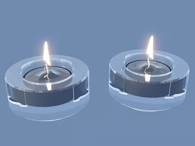 Candle Lamps With Transparent Base And Burning Candles Modern Design 3d model