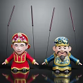 Traditional Folk String Puppets In Colorful Costumes With Decorative Hats And Strings