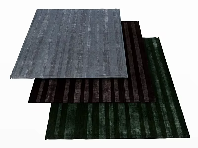 Modern Square Rugs with Gray Brown Green Striped Patterns for Home Decor 3d model