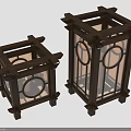 Chinese Style Wooden Lantern Furniture With Glass Panels And Circular Design In Two Sizes
