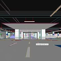Modern Bright Parking Garage Interior With Shiny Floor Pedestrians And Parked Cars