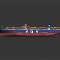 Large Container Ship With Colorful Containers And YOY Name On Deck