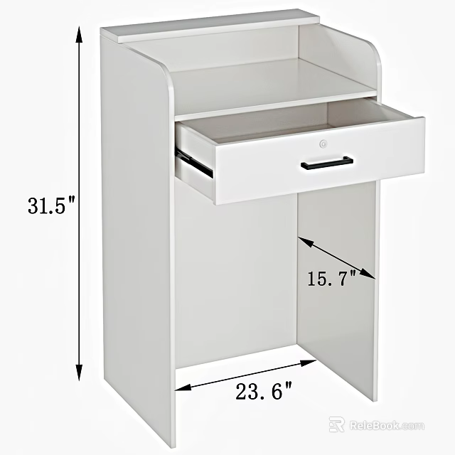 White Reception Desk With Drawer And 31.5 Inch Height 15.7 Inch Width 23.6 Inch Depth 3d model 