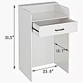 White Reception Desk With Drawer And 31.5 Inch Height 15.7 Inch Width 23.6 Inch Depth