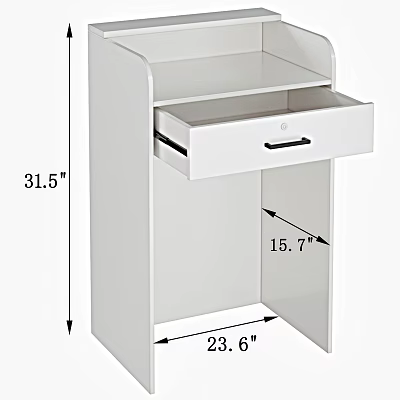 White Reception Desk With Drawer And 31.5 Inch Height 15.7 Inch Width 23.6 Inch Depth 3d model