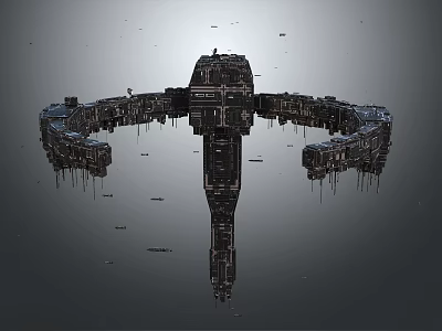 Cartoon Style Futuristic Circular City Scene With Floating Elements And Central Tower 3d model