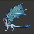 Game Movie Character Blue Ice Dragon With Shiny Scales And Detailed Wings