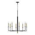 Modern Black Metal Chandelier With Gold Candle Arms And Multiple Lights