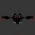 Black Red Mechanical Character Design With Spiked Head Red Eyes Mechanical Arms Legs Red Claws