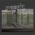 Modern Water Gate Model Featuring Tall Concrete Walls And Top Platform 3d model