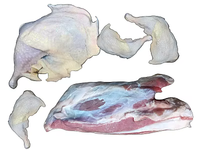 Raw Chicken Thighs Legs Breast and Fresh Pork Cuts for Cooking 3d model