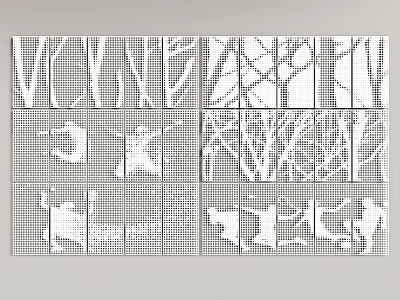 Forest gradient orifice plate random gradient orifice plate sports orifice plate basketball court background wall perforated wall plate luminous punching plate hollow plate punching aluminum plate 3d model
