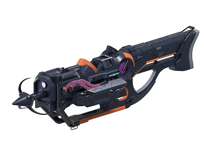 Futuristic Sci Fi Weapon With Black Orange And Purple Advanced Tactical Design 3d model