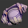 Futuristic Mechanical Robot Head 3D Model With Metallic Texture And Red Eyes