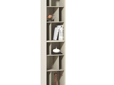 Modern Storage Shelf with Open Compartments Holding Books and Decorative Ornaments 3d model