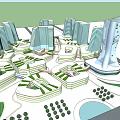 Modern Office Building Complex With Tall Structures Greenery And Open Layout