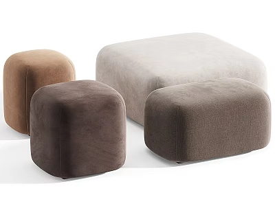 Modern Square Shoe Stools With Various Colors And Velvet Upholstery Design 3d model