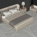 Modern Elegant Bedroom Double Bed with Bedside Tables Table Lamps Sofa and Rug