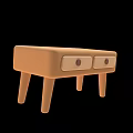 Brown Small Side Table With Two Drawers And Round Knobs Design