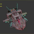Futuristic Sci-fi Fighter Spaceship With Metallic Gray Body Red White Accents And Weapon Details