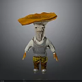 Cartoon Mushroom Character With Orange Cap White Shirt Gray Vest And Plaid Shorts