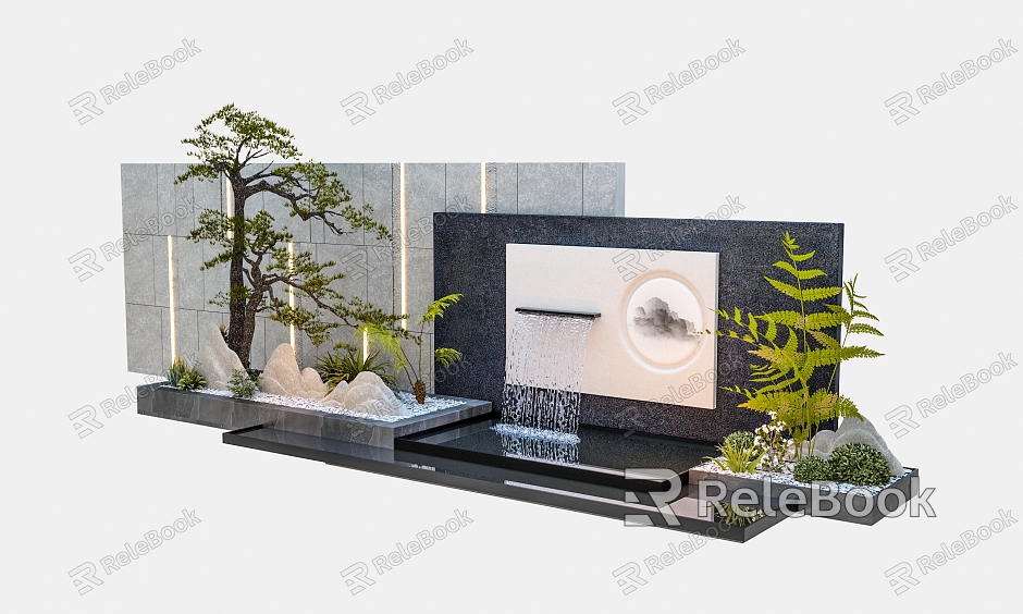 Modern landscape wall stacked water landscape model