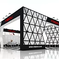 Modern Open Exhibition Booth With Black White Triangles Red Maozu SEADA Brand Logo