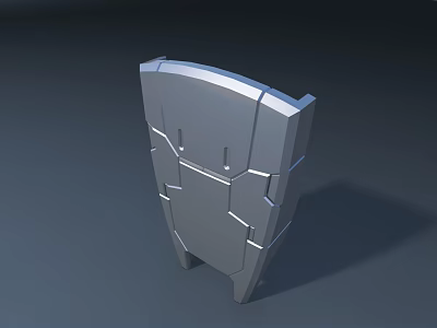 Modern Sleek Reception Desk With Geometric Cut Design And Silver Finish 3d model