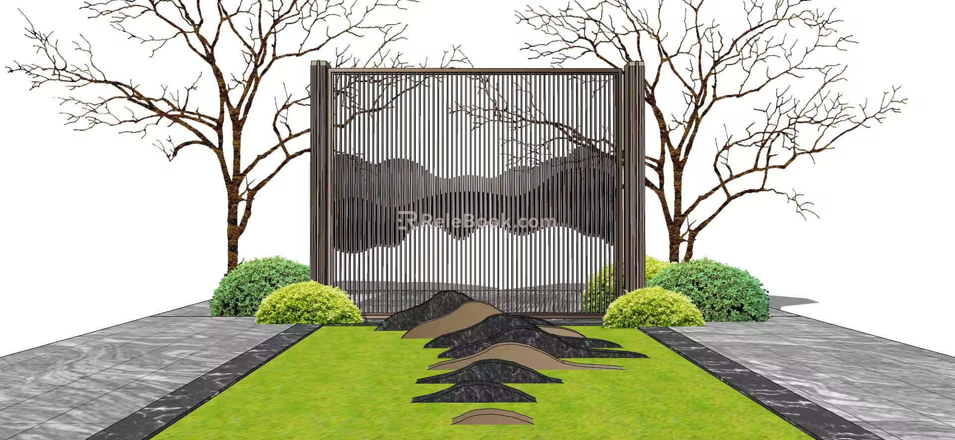 New Chinese style landscape wall 3d model