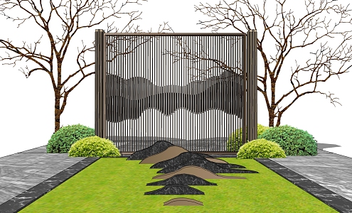 New Chinese style landscape wall 3d model