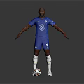 Man in Blue Soccer Jersey Number 3 and 9 Standing Arms Outstretched with Soccer Ball