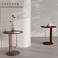 Middle Ancient Style Coffee Table Side Table Nordic Creative Solid Wood Corner Table Stainless Steel Removable Round Table 3d model