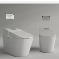 Two Modern Intelligent Toilet Models With Digital Display And White Finish