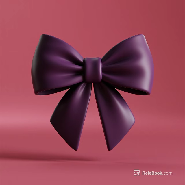 Elegant Decorative Ornament Set Featuring Purple Bow on Pink Background 3d model 