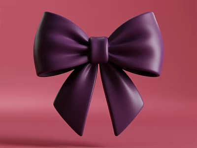 Elegant Decorative Ornament Set Featuring Purple Bow on Pink Background 3d model